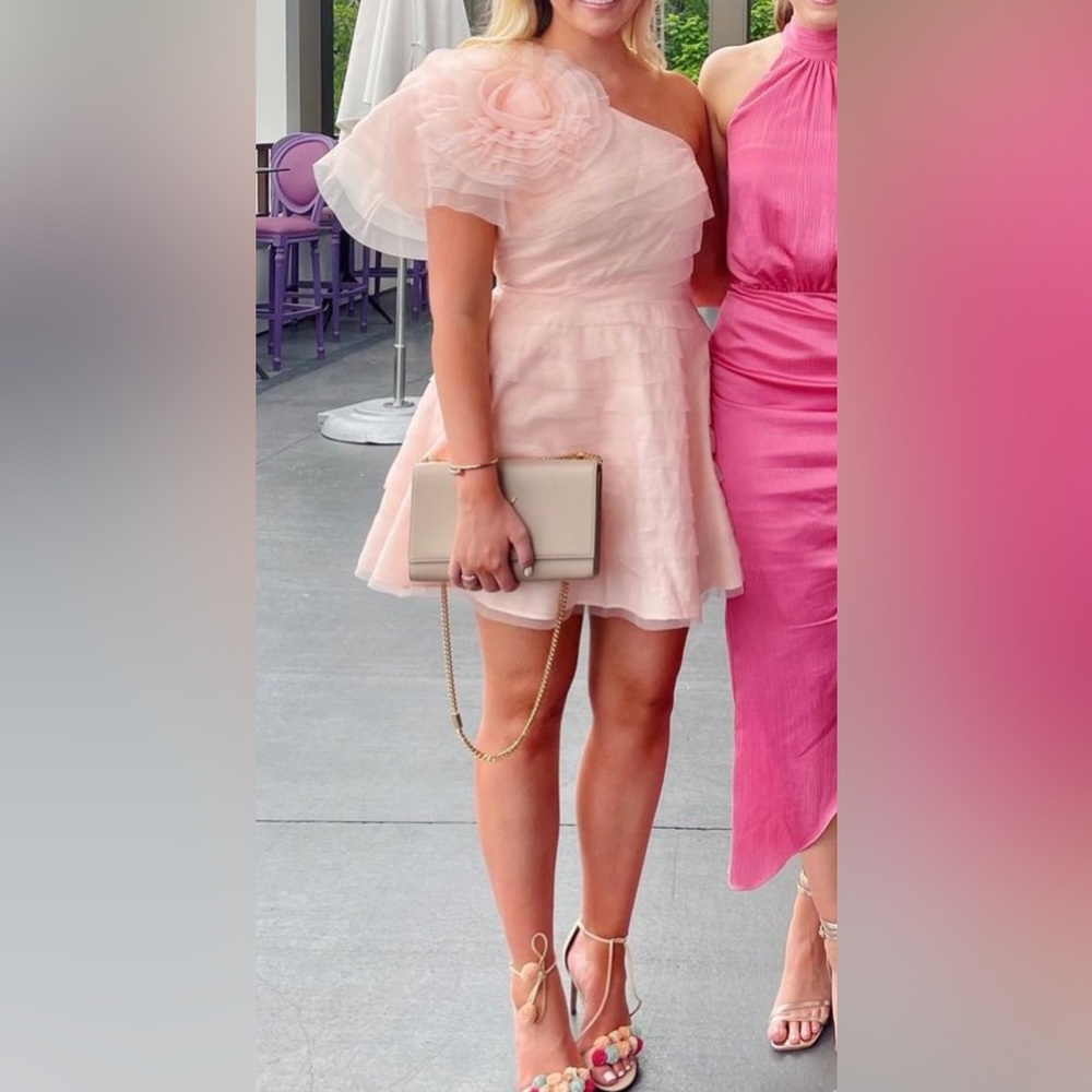 Pink one shoulder dress MAEVE brand from anthropology. Worn once.